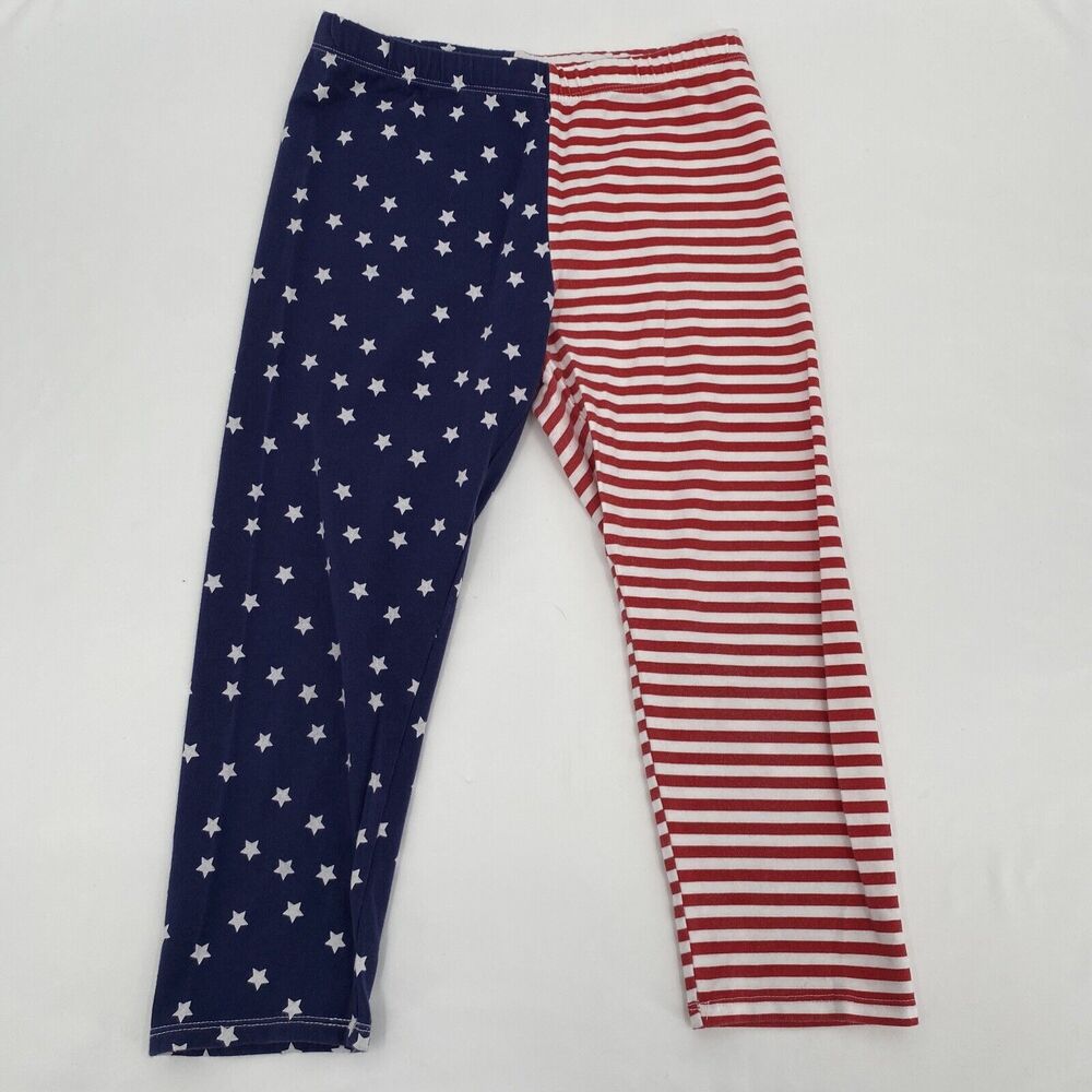 Circo Girl's American Flag Print Cropped Leggings Elastic Waist Blue L 10-12
